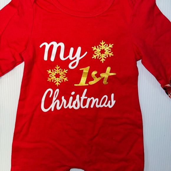 Baby girl My 1st Christmas Jumpsuit 90 Red 9-12 months with Santa Hat Christmas - Picture 4 of 8